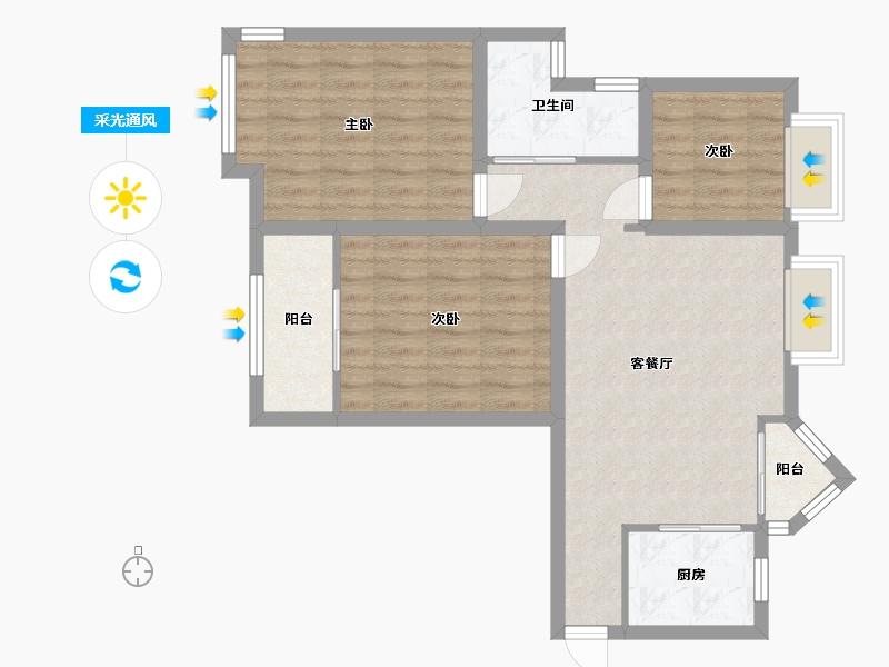 广东省-深圳市-馨园二期-73.33-户型库-采光通风