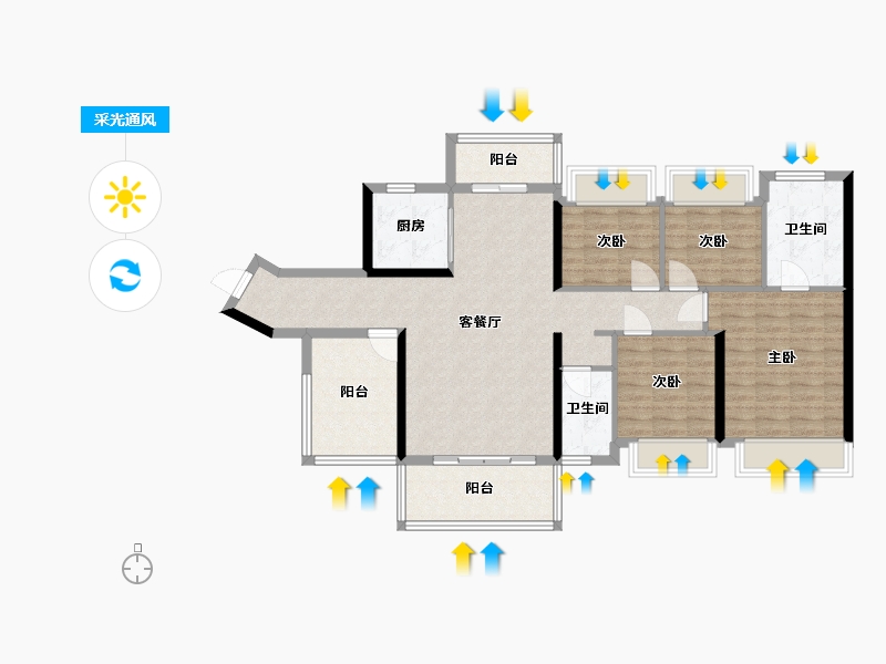 广西壮族自治区-玉林市-博白碧桂园-116.95-户型库-采光通风