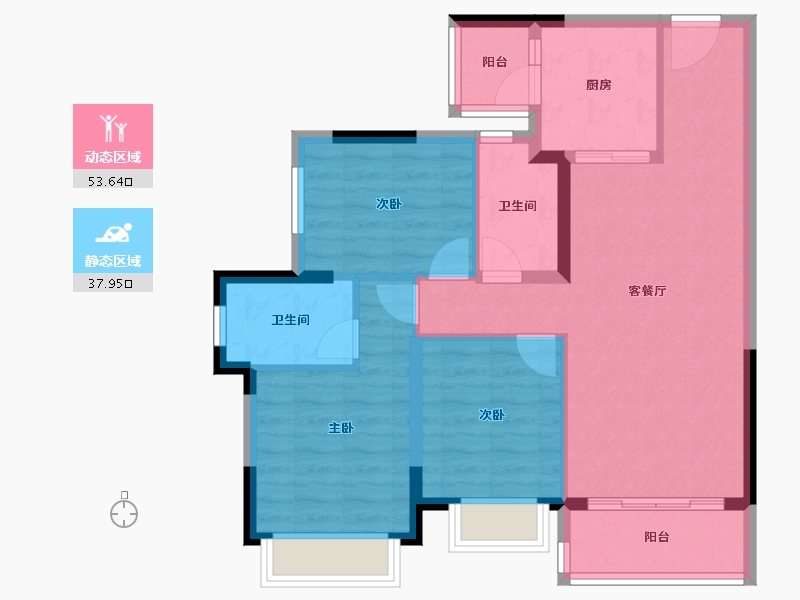 四川省-成都市-星河WORLD公园三号-81.92-户型库-动静分区