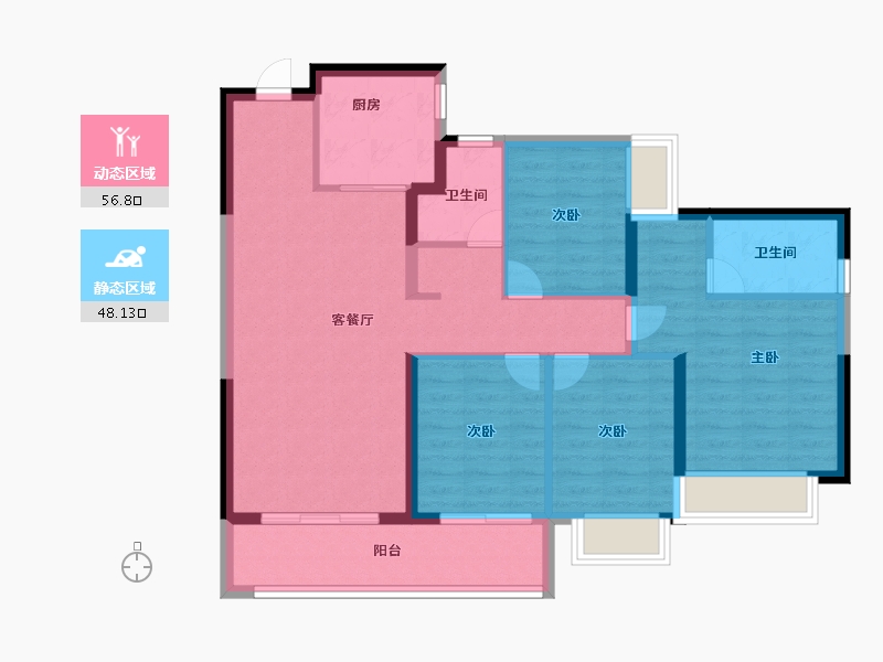 云南省-昆明市-金地自在城-94.00-户型库-动静分区