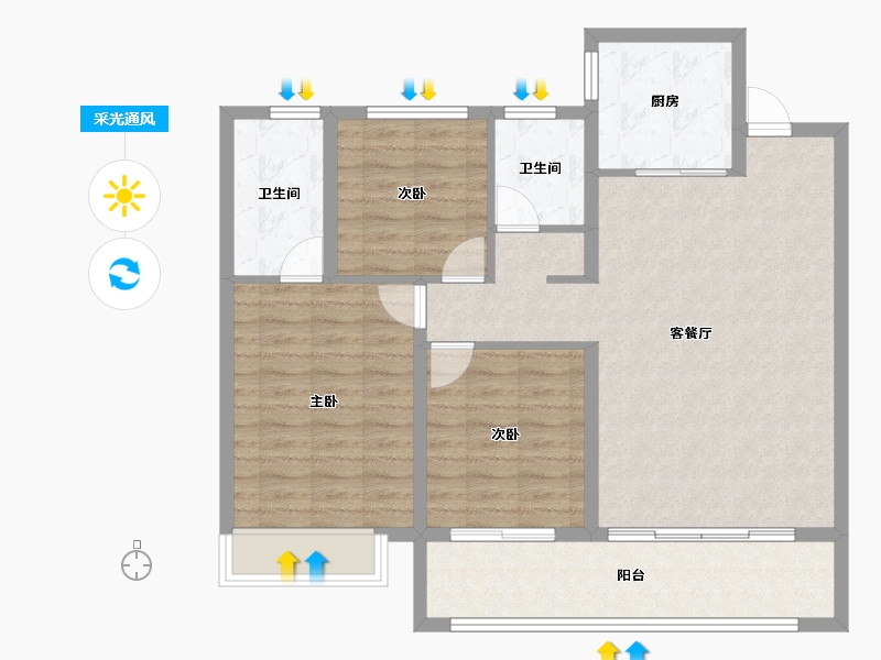 江苏省-南京市-金基雅玥-94.47-户型库-采光通风