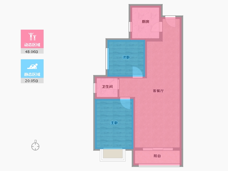 陕西省-西安市-公安雁塔分局丁白村家属院-68.00-户型库-动静分区