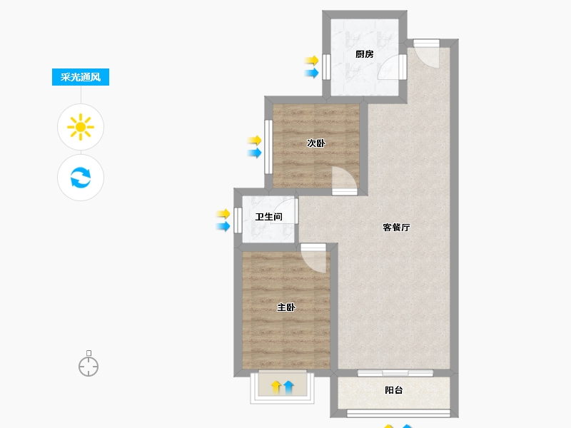 陕西省-西安市-公安雁塔分局丁白村家属院-68.00-户型库-采光通风