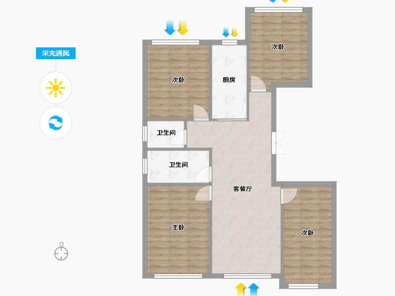 河北省-秦皇岛市-秦皇壹号院-94.04-户型库-采光通风