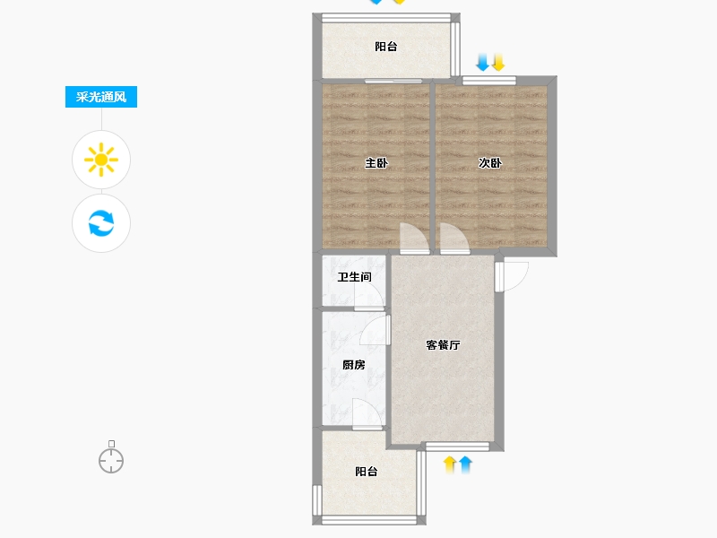 陕西省-西安市-西古光纤光缆有限公司家属院-61.28-户型库-采光通风