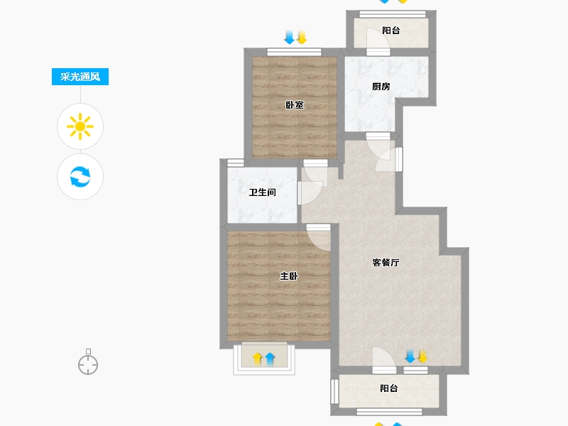 天津-天津市-大唐筑雅园-72.00-户型库-采光通风