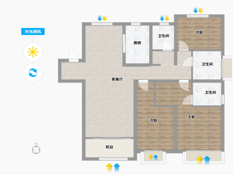 山东省-菏泽市-建邦中央公园-105.80-户型库-采光通风