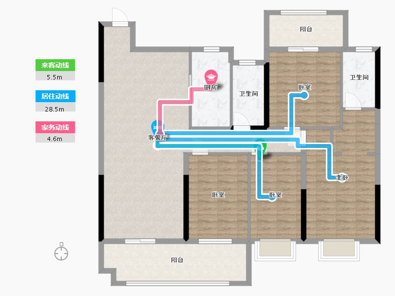 广西壮族自治区-贺州市-信诚雅苑-130.40-户型库-动静线