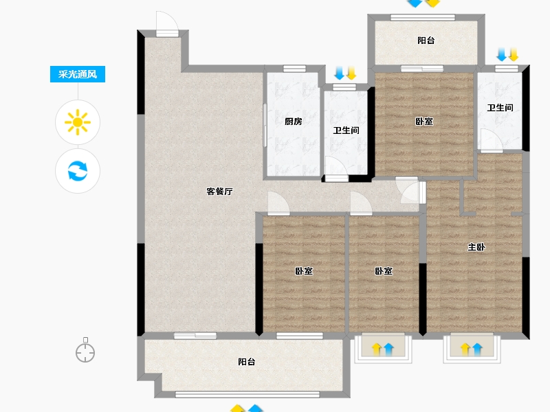 广西壮族自治区-贺州市-信诚雅苑-130.40-户型库-采光通风