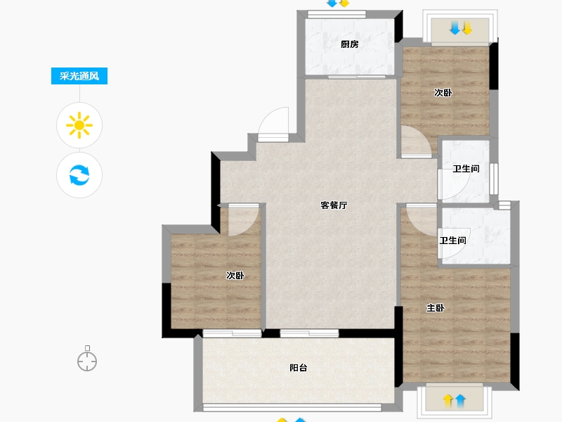 江西省-九江市-融翔·湖境-84.00-户型库-采光通风