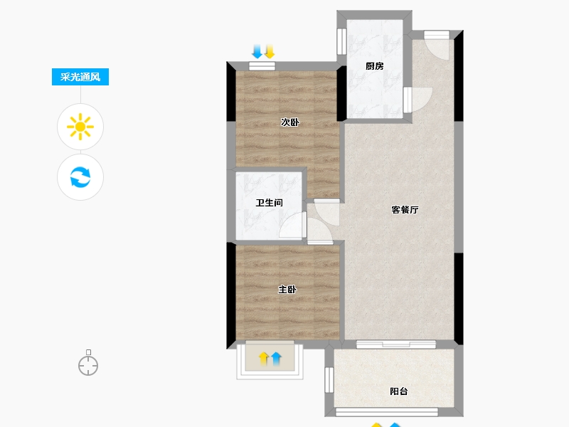 福建省-福州市-滨海金茂智慧科学城-53.60-户型库-采光通风