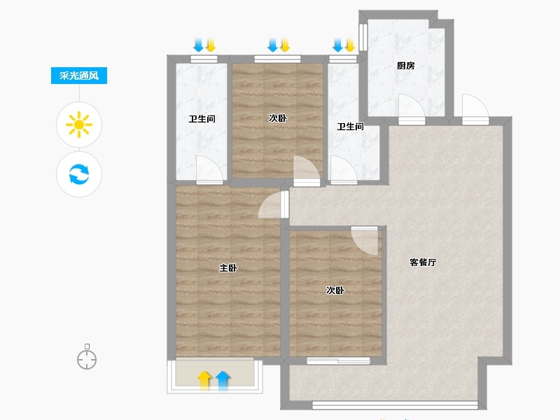 山西省-晋中市-通建融创城-98.40-户型库-采光通风