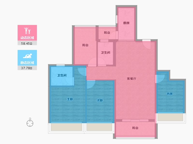 广东省-佛山市-广佛新世界花园洋房-85.55-户型库-动静分区