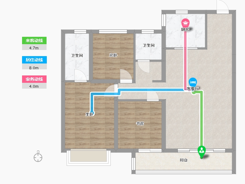 新疆维吾尔自治区-乌鲁木齐市-米东区-88.84-户型库-动静线