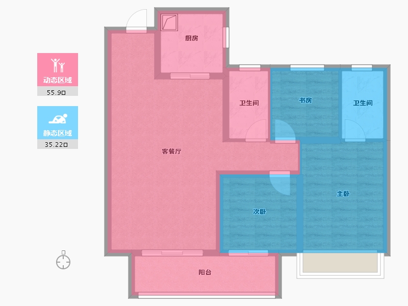 陕西省-西安市-天地源棠颂坊-80.94-户型库-动静分区