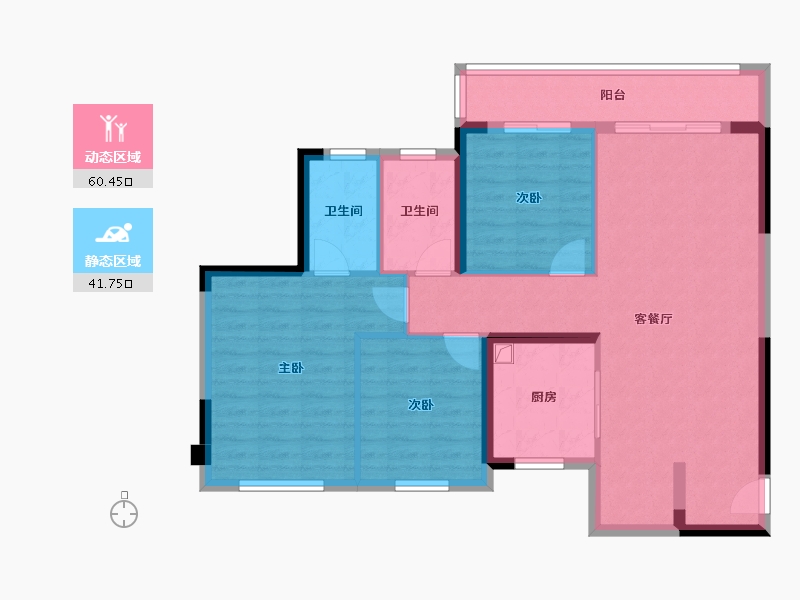 四川省-成都市-星河WORLD公园三号-91.95-户型库-动静分区