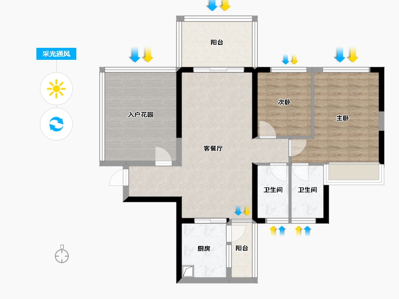 广东省-湛江市-华和南国银苑-75.20-户型库-采光通风