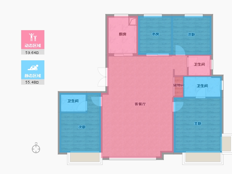 河北省-石家庄市-保利裕华和颂-104.45-户型库-动静分区