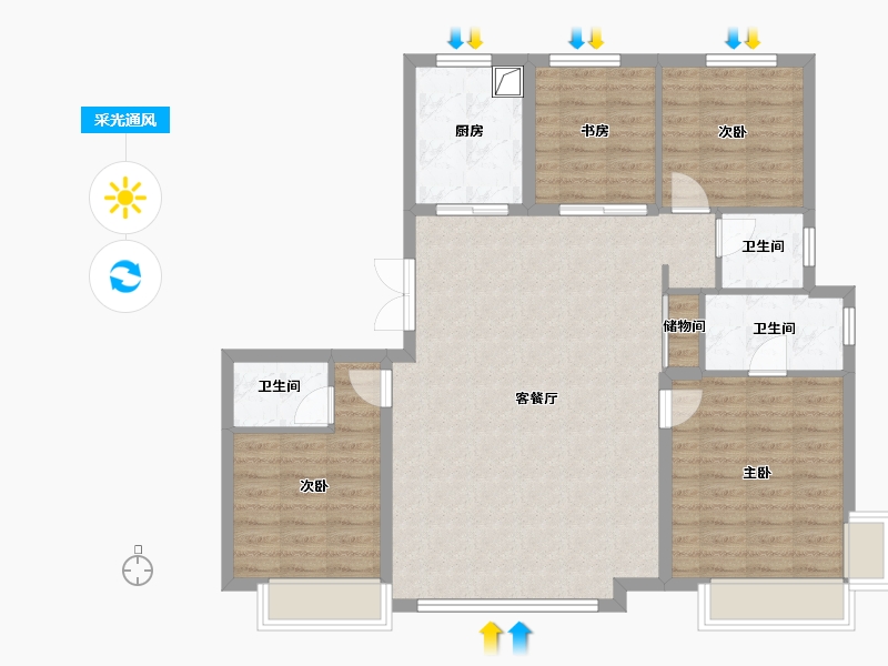 河北省-石家庄市-保利裕华和颂-104.45-户型库-采光通风