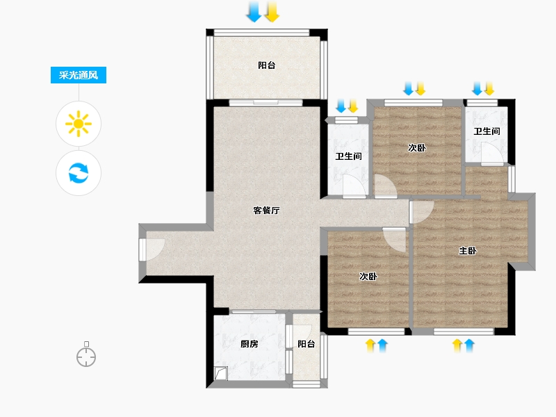 广东省-湛江市-华和南国银苑-88.82-户型库-采光通风