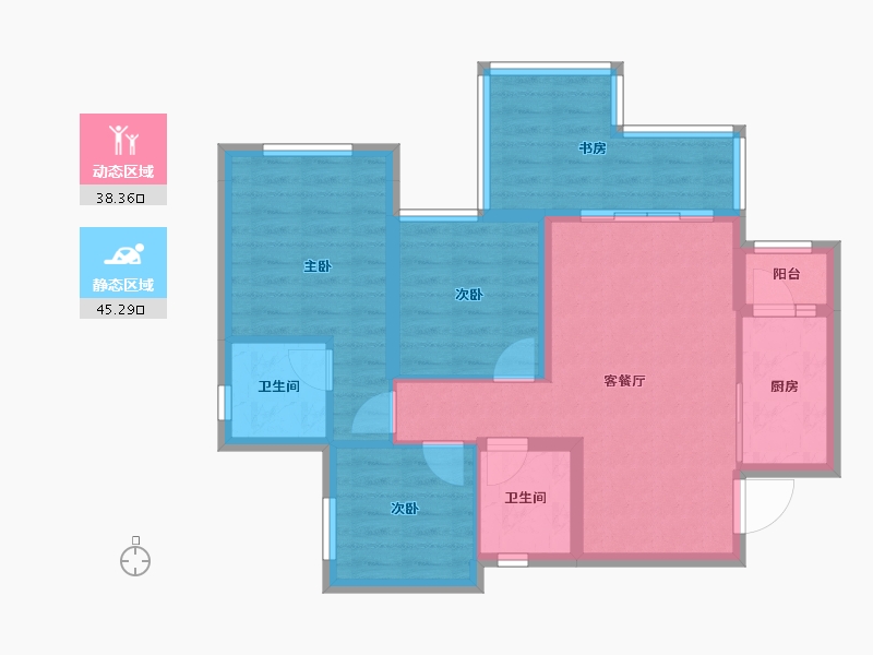 四川省-南充市-金为领地悦城-74.11-户型库-动静分区