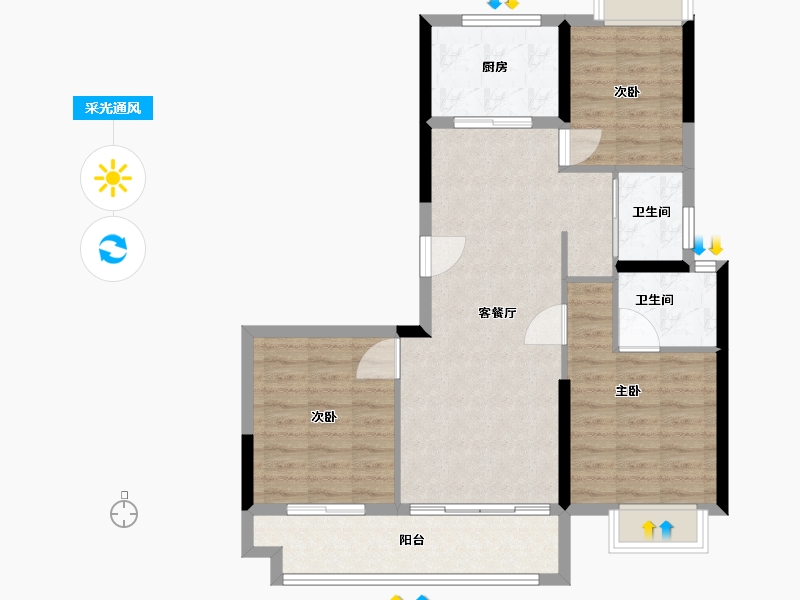 福建省-福州市-平潭鲁能公馆-84.00-户型库-采光通风