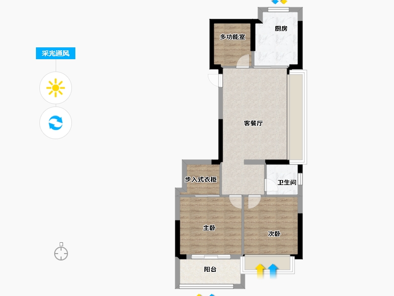 上海-上海市-中国铁建&万科朗拾花语-68.00-户型库-采光通风