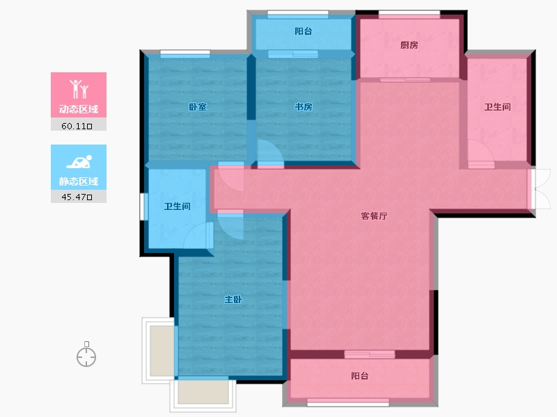 河南省-郑州市-龙润庄王嘉园-116.00-户型库-动静分区