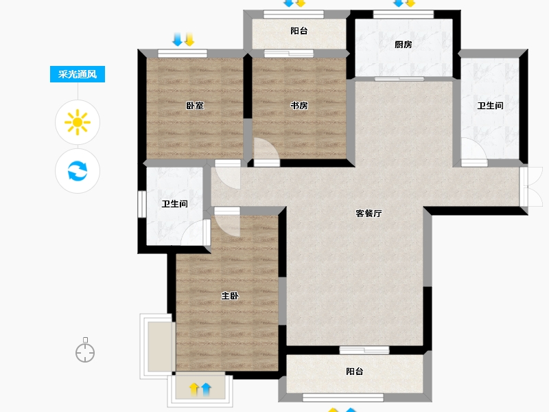 河南省-郑州市-龙润庄王嘉园-116.00-户型库-采光通风