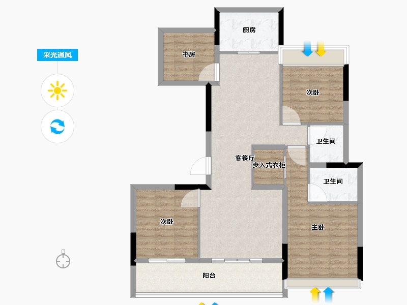 浙江省-台州市-东泰·春江华府-105.99-户型库-采光通风