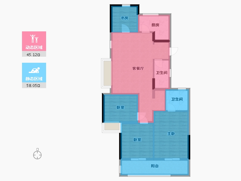 浙江省-金华市-悦江湾-95.12-户型库-动静分区