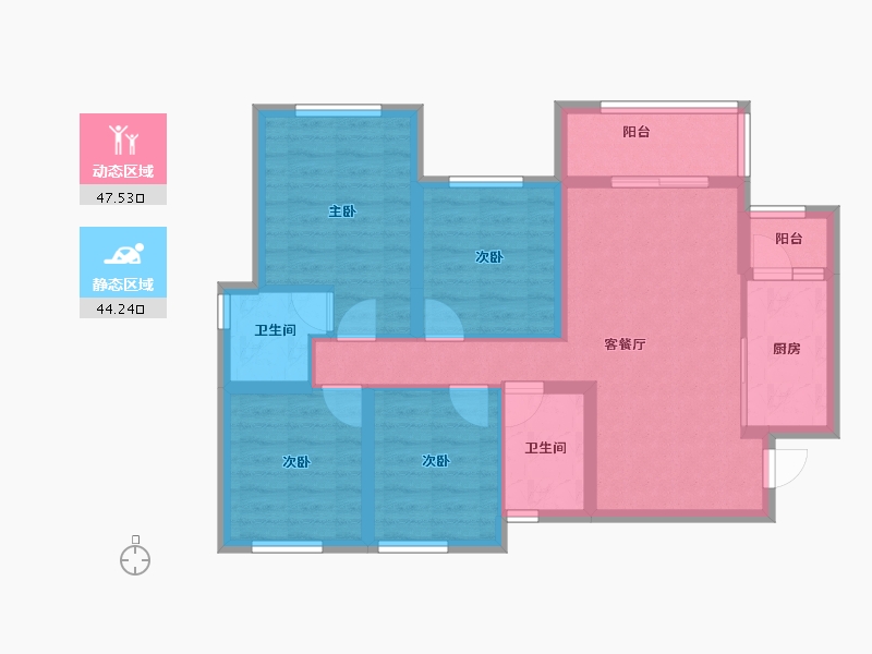 四川省-南充市-金为领地悦城-80.89-户型库-动静分区