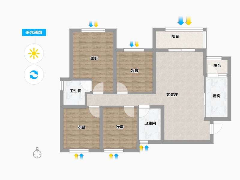 四川省-南充市-金为领地悦城-80.89-户型库-采光通风