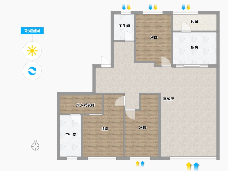 辽宁省-大连市-绿城海韵晓风-115.68-户型库-采光通风