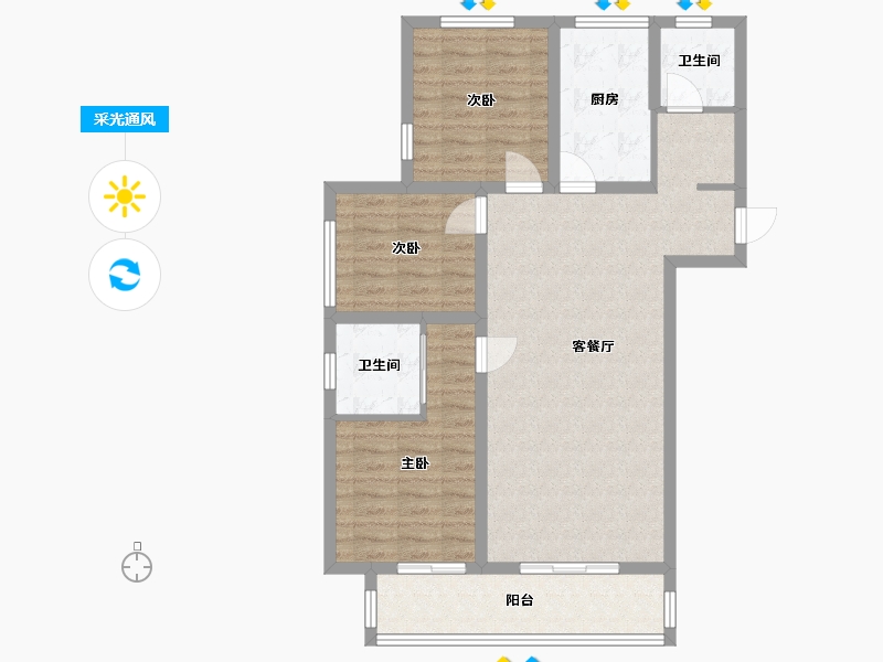 河南省-开封市-新城壹号院-88.40-户型库-采光通风