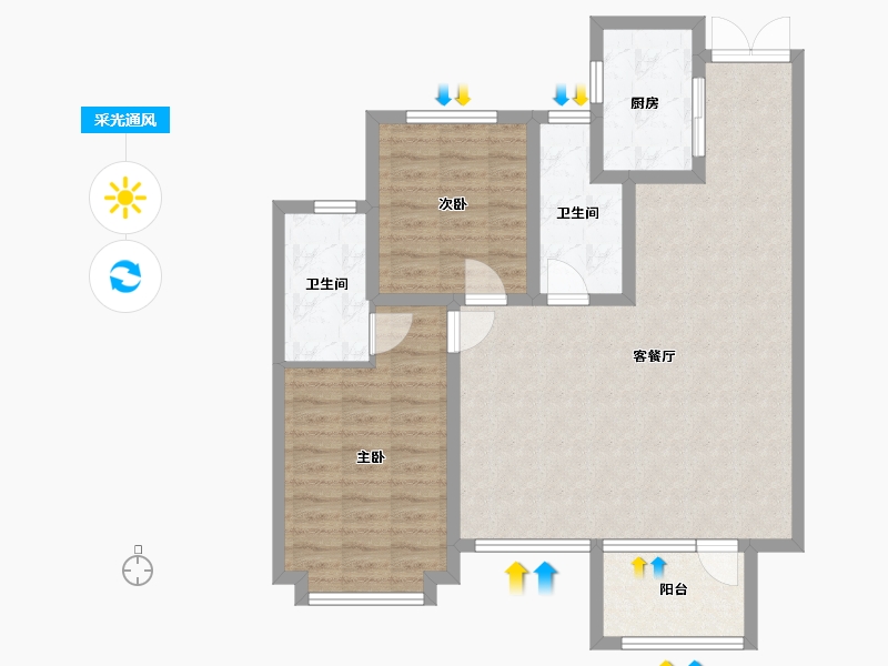 河北省-廊坊市-锦绣天悦-88.00-户型库-采光通风