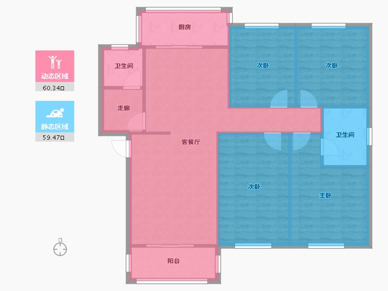 云南省-昆明市-白马小区高层住宅区-红塔组团-104.80-户型库-动静分区