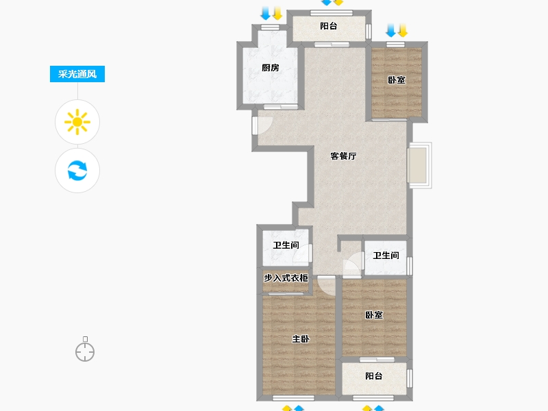 浙江省-宁波市-宝龙雅戈尔江汇城-99.00-户型库-采光通风