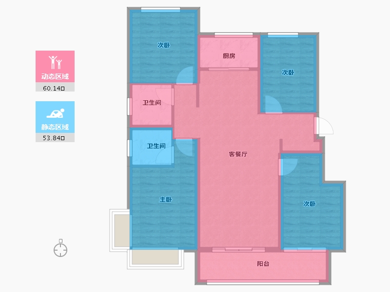 河北省-邢台市-清华公馆-102.40-户型库-动静分区