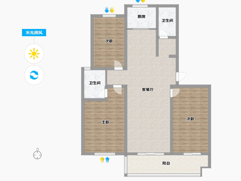 山东省-济宁市-时代家园-128.00-户型库-采光通风