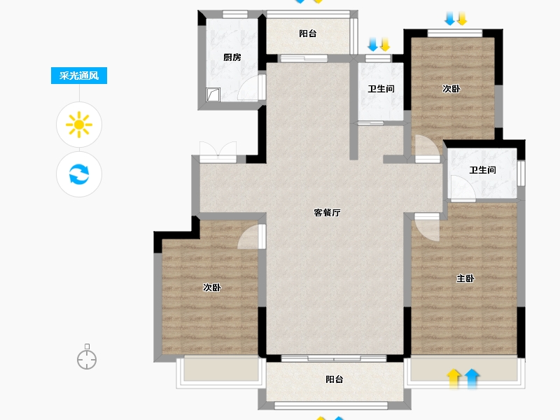 河南省-濮阳市-汇丰陶然居-106.18-户型库-采光通风