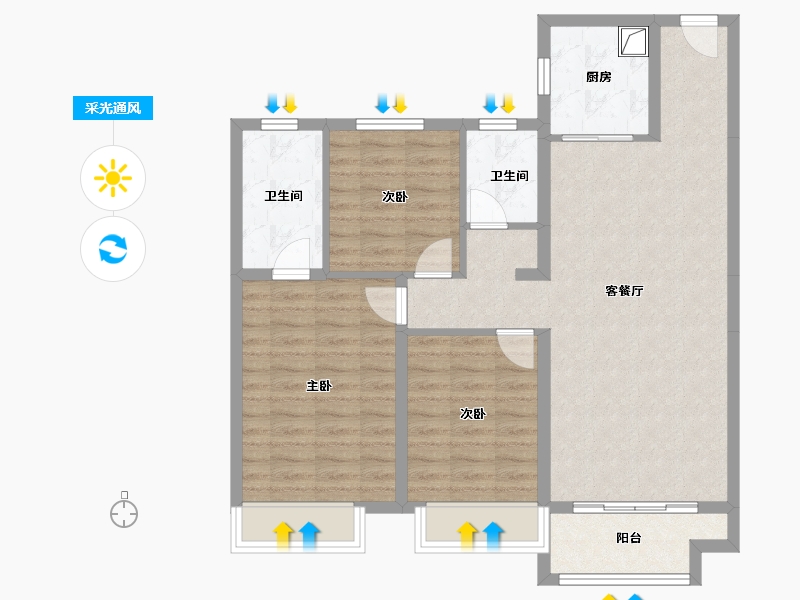 河北省-衡水市-中景阅湾香颂-99.00-户型库-采光通风