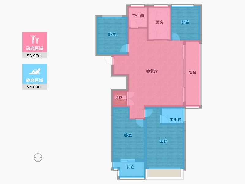 浙江省-绍兴市-溪上云庐-102.40-户型库-动静分区