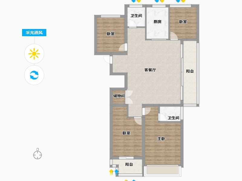 浙江省-绍兴市-溪上云庐-102.40-户型库-采光通风