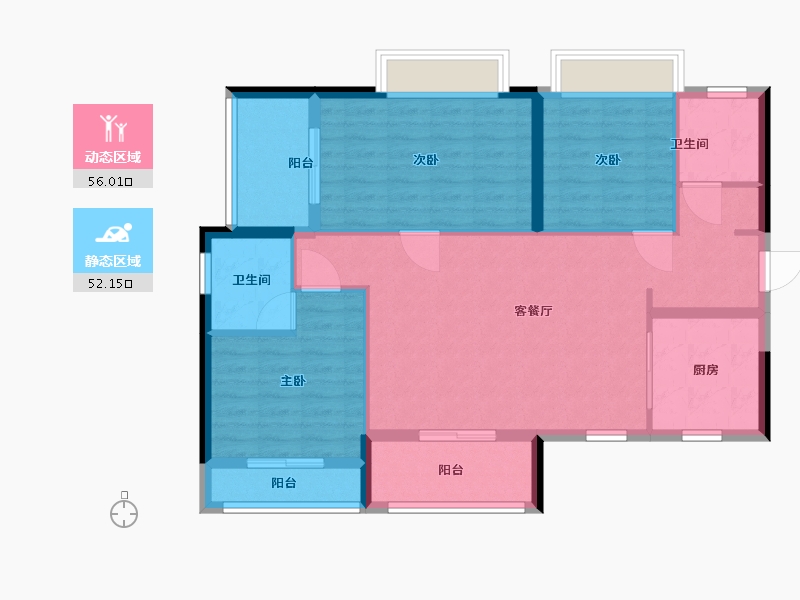 黑龙江省-鹤岗市-鼎胜金域阳光家园-97.60-户型库-动静分区