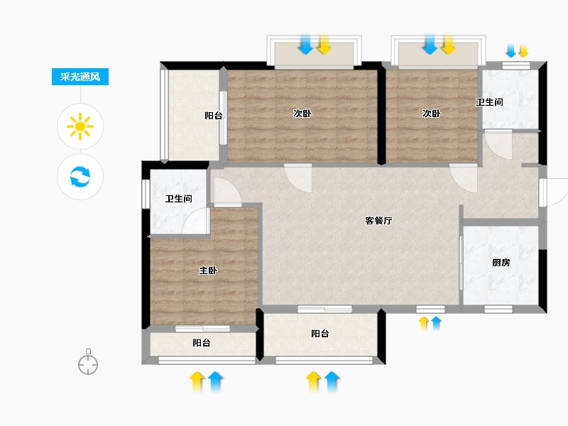 黑龙江省-鹤岗市-鼎胜金域阳光家园-97.60-户型库-采光通风