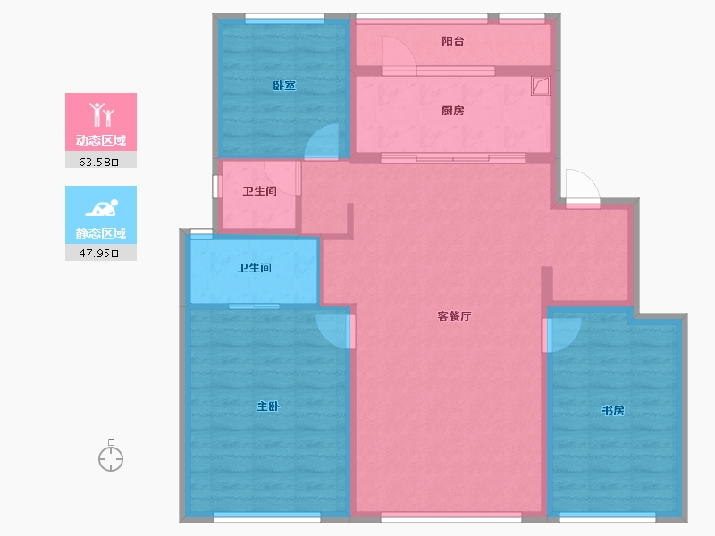 辽宁省-大连市-绿城海韵晓风-100.23-户型库-动静分区