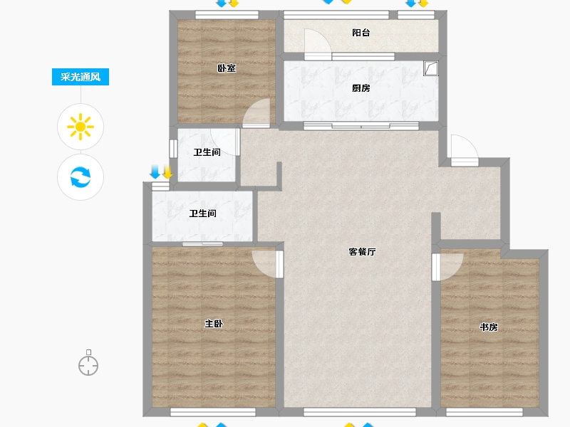 辽宁省-大连市-绿城海韵晓风-100.23-户型库-采光通风