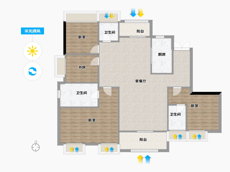 湖北省-武汉市-国铁城投·国樾滨江-137.03-户型库-采光通风