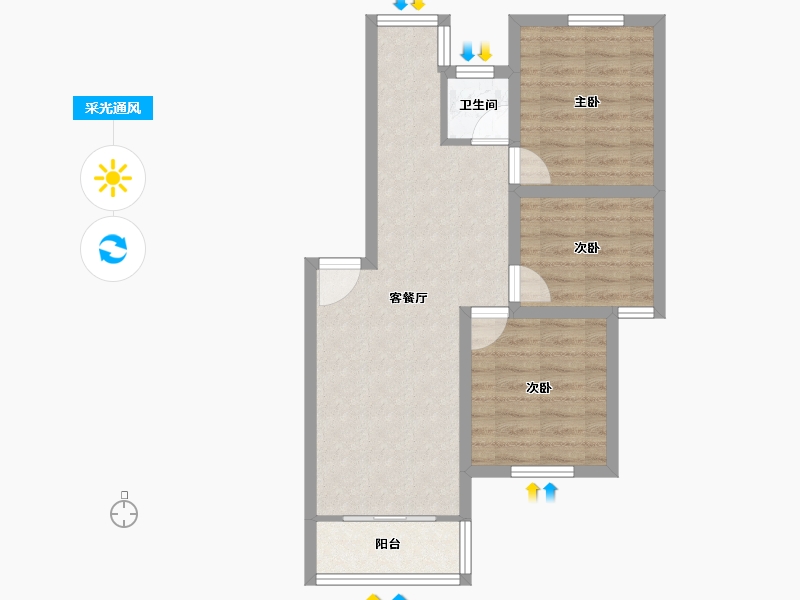 广东省-深圳市-荔苑小区(北区)-59.87-户型库-采光通风